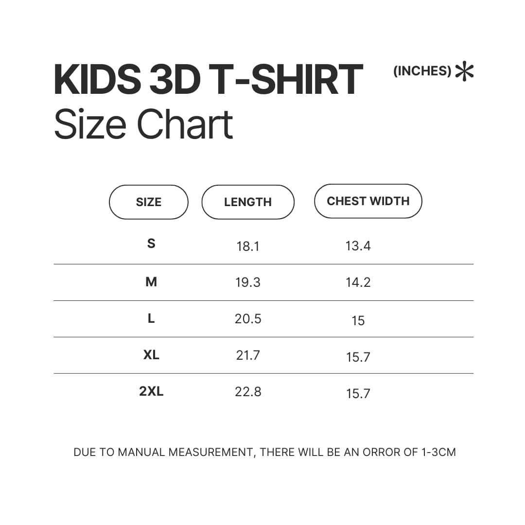 Kids 3D T shirt Size Chart - Plants vs Zombies Shop