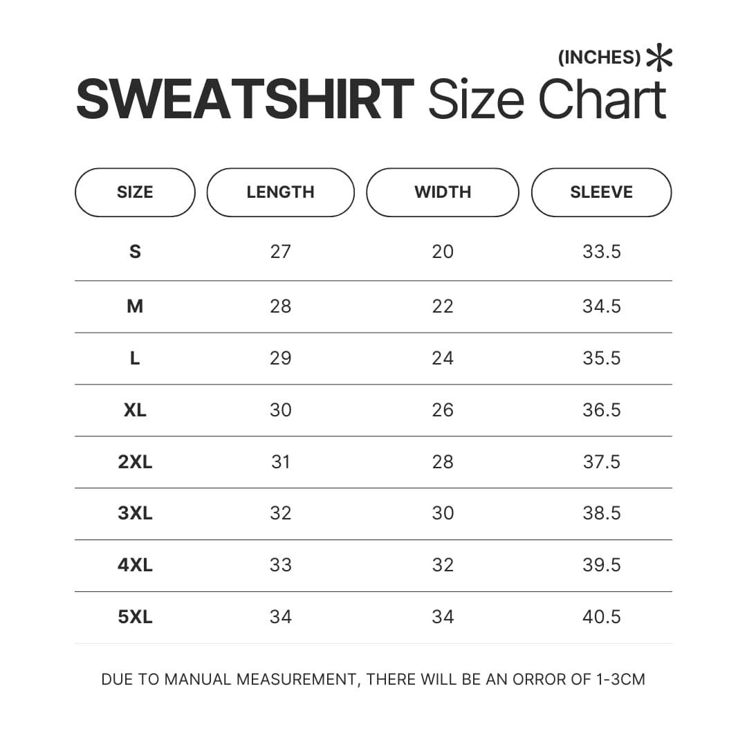 Sweatshirt Size Chart - Plants vs Zombies Shop