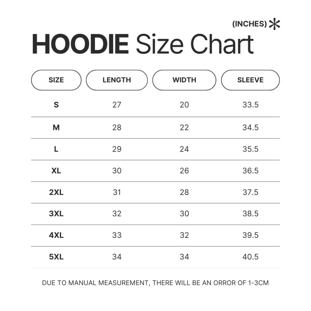 Hoodie Size Chart - Plants vs Zombies Shop