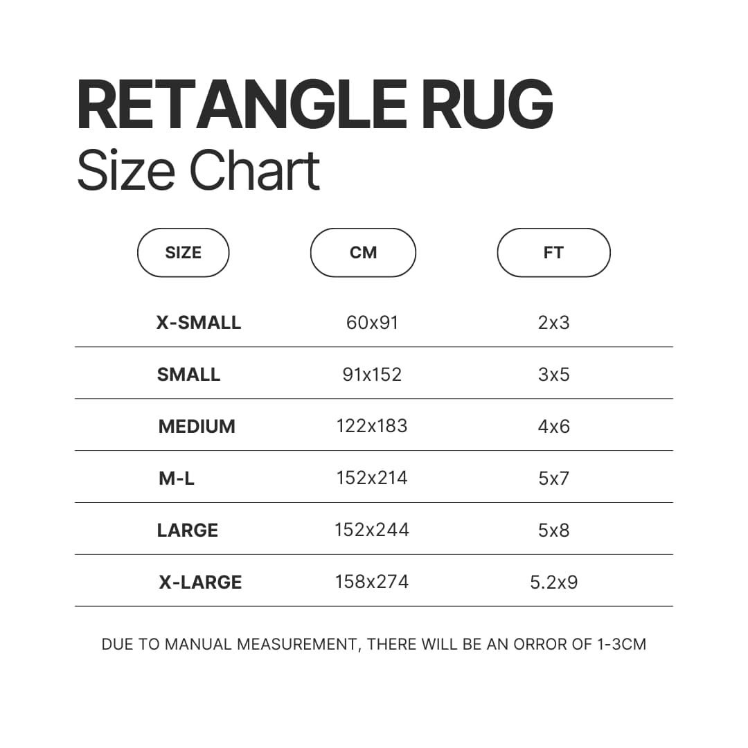 Retangle Rug Size Chart - Plants vs Zombies Shop
