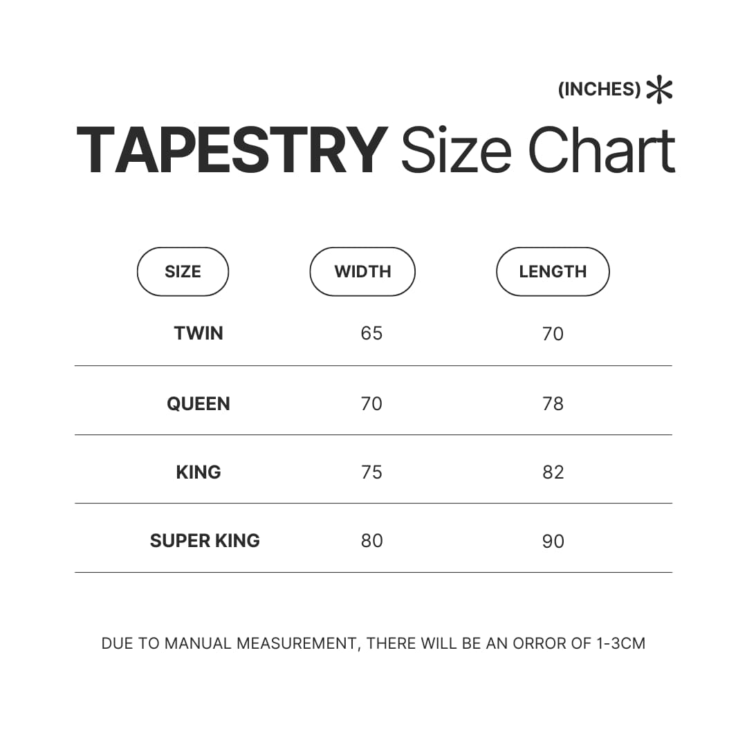Tapestry Size Chart - Plants vs Zombies Shop